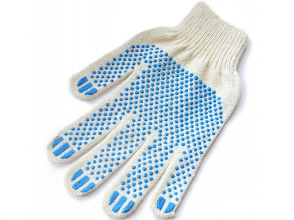 Gloves SP-14/10 (dot), white 5 thread with PVC